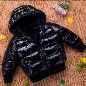 Baby Down Jacket Baby Cotton-padded Coat Child Winter Thicken Hooded Solid Color Boys Girls Outwear