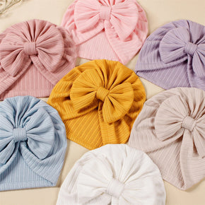 Cute Baby Bowknot Knitted Baby Hat Solid Color Baby Girls Turban Hat Soft Newborn Infant Cap Accessories Beanies Head Wraps 2025