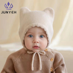 Baby Hats Autumn/Winter Baby Boys Girls Knitted Hat Toddler Knit Woolen Hat Children's Ear Protection Hats Infant Kids Warm Cap