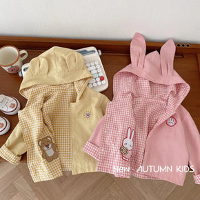 Children's Jackets Bunny Bear Embroidered Hooded Coat Baby Girl Winter Clothes Boys Coats for 1 To 5 Years Baby Clothes