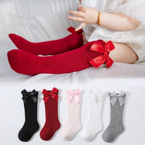 New Baby Socks Winter Autumn Soft Cotton Cute Big Bows Baby Girl Socks Newborn Knee High Long Socks Kids Clothing Accessories