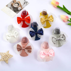 2023 new Baby Floor Socks Cotton And Silk Fabric Cute Bow Newborn non-slip toddler Short socks(Hairband For Free)
