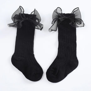 Newborn Baby Girls Socks Kids Socks Toddlers Girls Big Bow Knee High Long Soft Cotton Lace Children Socks  0-3Y