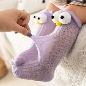 Baby Boys Girls Toddler Socks Long Socks Kids Knee High Socks Cartoon Big Eyes Cotton Breathable Mesh Kawaii Socks for Infant